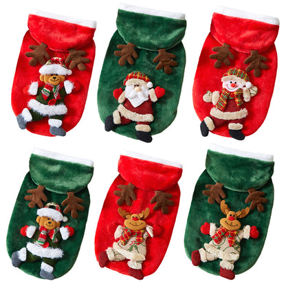 Pet Christmas Costumes Flannel Material Suitable For Small Cats And Dogs
