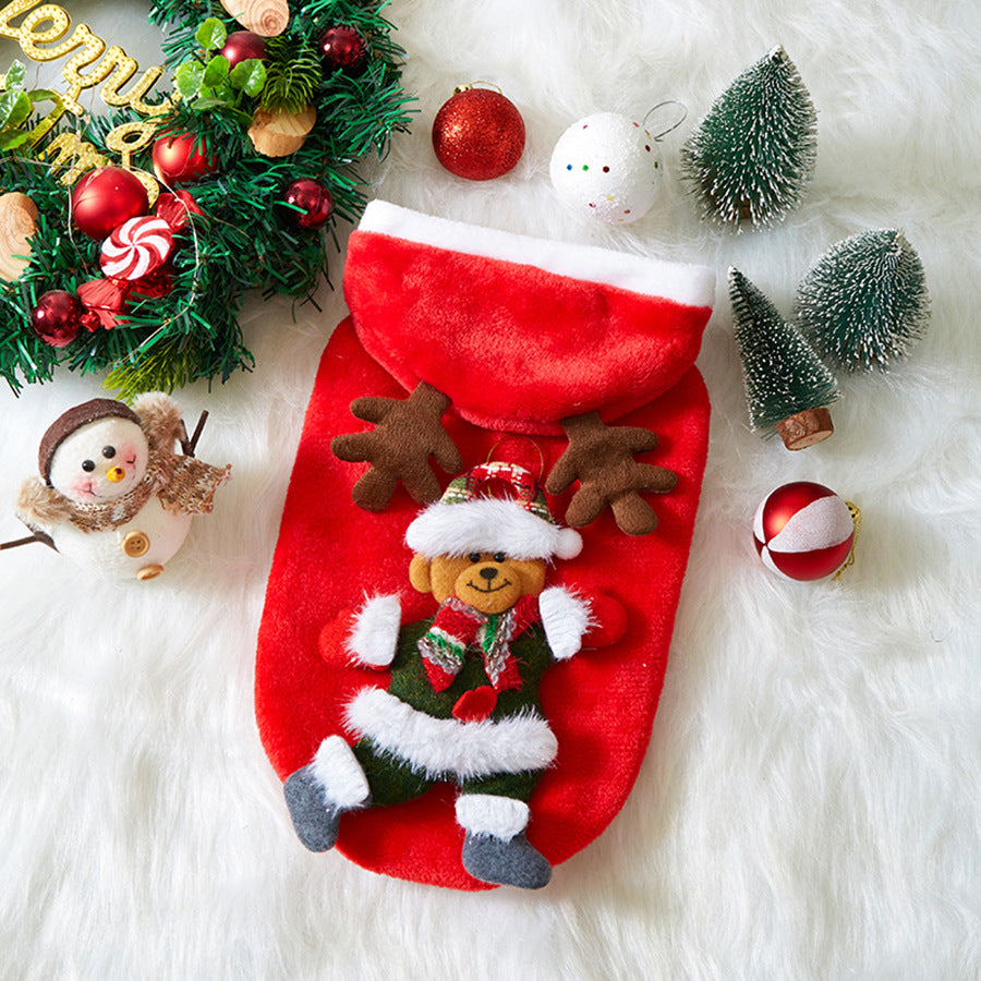 Pet Christmas Costumes Flannel Material Suitable For Small Cats And Dogs