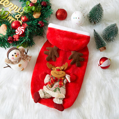 Pet Christmas Costumes Flannel Material Suitable For Small Cats And Dogs